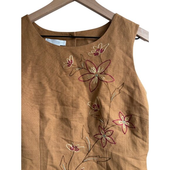NWOT Annie Alexander Embroidered Wild Flower Linen Sleeveless Top - Picture 4 of 4